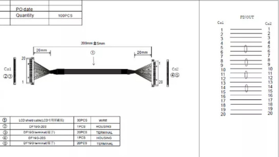 50-15000mm Micro Coaxial Cable , 32awg Thin Coaxial Cable For 15.6 LCD Screen