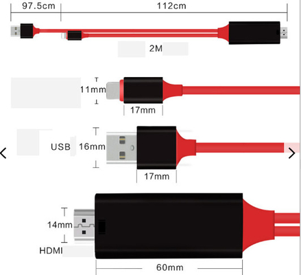 8 Pin 2m HDMI Cable Assembly 1080p Audio Cable To Hdmi For IPhone 13 13Plus