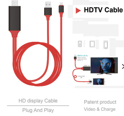 8 Pin 2m HDMI Cable Assembly 1080p Audio Cable To Hdmi For IPhone 13 13Plus