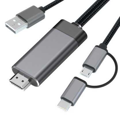 2 In 1 1080p Micro Hdmi Cable Aluminum Hdmi To Usb C Cord