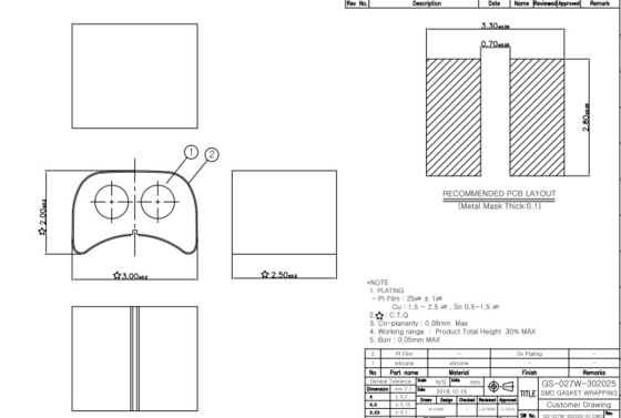 SMD 25mm Rubber Flat Gasket Silicone Ring Type Surface Mount Technology